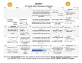 Eureka Math/Engage NY Math Homework Calendar