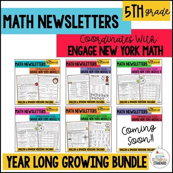 Preview of Engage NY Math Newsletters & Games 5th Grade GROWING BUNDLE