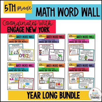 Preview of 5th Grade Vocabulary Engage NY Math Word Wall Year Long BUNDLE