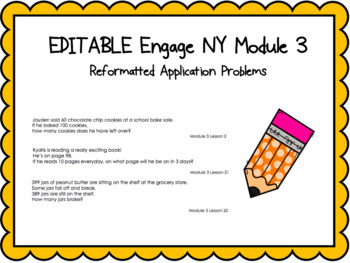 Preview of EDITABLE Engage NY Module 3 Reformatted Application Problems