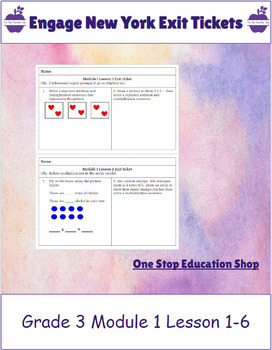 Preview of Engage New York (Eureka) 3rd Grade Math Module 1 Lesson 1-6 DIGITAL Exit Tickets