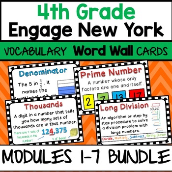 Preview of 4th Grade Engage New York Vocabulary Word Wall Cards BUNDLE Modules 1-7