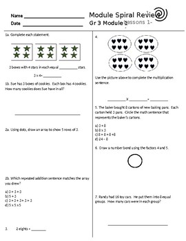 Preview of Engage Ny Grade 3 Math Module 1 Spiral Review Sheets Complete Set