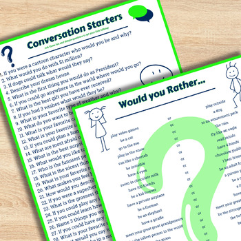 Preview of Engage and Connect: Kids' Conversation Starters and Would You Rather Prompts