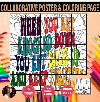 Preview of Engage and Reflect with Tammy Duckworth Collaborative Coloring Poster AAPI MONTH