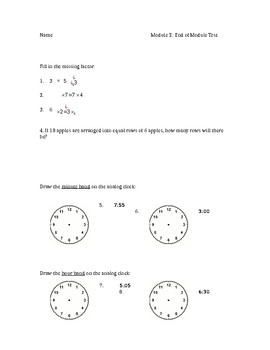 Preview of EngageNY 3rd Grade End of Module 2 Test