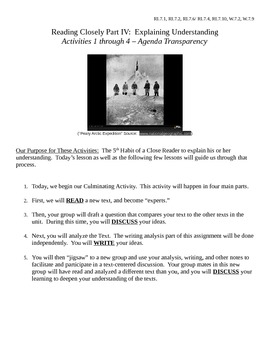 Preview of EngageNY 7th Grade ELA: Accompanying Student Packet - Part Four Reading Closely