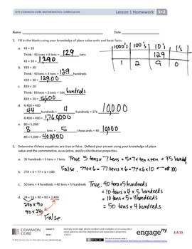 EngageNY Grade 5 Module 2 Answer Key by MathVillage | TpT