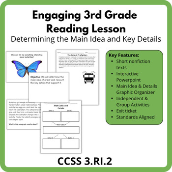 Preview of Engaging 3rd Grade Reading Lesson Plan: Determining the Main Idea and Key Detail