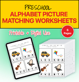 Engaging Alphabet Picture Matching, Printable & Digital Wo