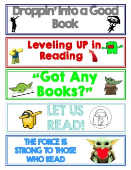 Engaging Bookmarks! Among Us, Baby Yoda, and Fortnite Theme by Ashley Craig