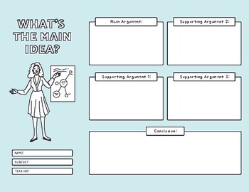 Preview of Engaging Bulb Main Idea Graphic Organizer - Perfect for Enhancing Reading