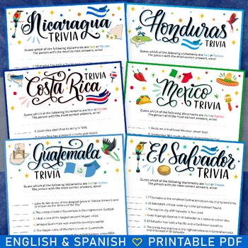 Preview of Central America & Mexico True or False Educational Trivias Bundle