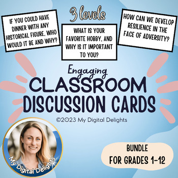 Preview of Engaging Classroom Discussion Cards: Three-Level Bundle for Grades 1-12