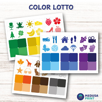 Preview of Engaging Color Lotto - 36 Silhouette Cards, 9 Primary Colors and their Shades
