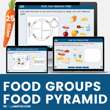 Preview of Engaging Food Groups and Food Pyramid Lesson Bundle for Grades 1-5