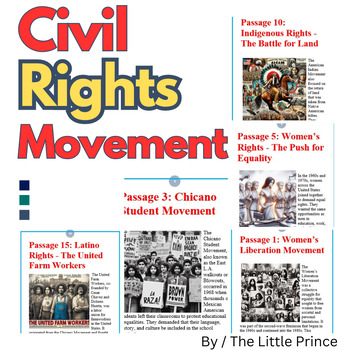 Preview of civil rights movement reading comprehension worksheets | 5th Grade