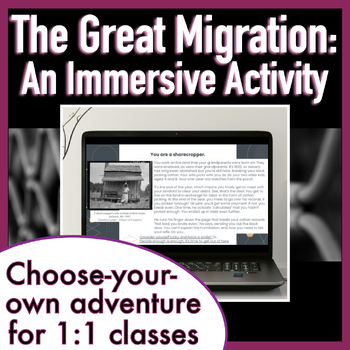 Preview of Engaging Great Migration Activity: Choose Your Own Journey