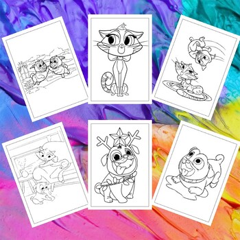Preview of Engaging Kids with Printable Pugs Coloring Sheets of Bingo and Rolly, 29 Pages