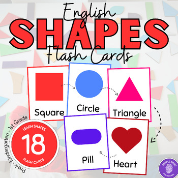 Engaging Learning 2D Shapes Flash Cards in English for PreK & Kindergarten