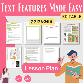 Preview of Engaging Lesson Plan: Text Features Made Easy - Editable Template!