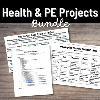 Preview of Engaging Middle School Health & PE Project Based Learning Bundle