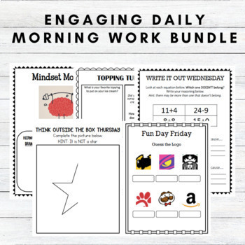 Preview of Morning Work Bundle for 2nd-5th Grade: Engaging Language Arts, Math, and Writing