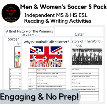 Preview of Engaging No Prep Men & Women's World Cup Soccer Middle & High School ESL 5 Pack