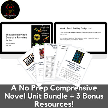 Preview of Engaging No Prep Part-Time Indian Novel Bundle Middle & High School ESL