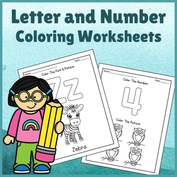 Preview of Engaging Numbers and Letters Coloring Worksheets for Preschoolers