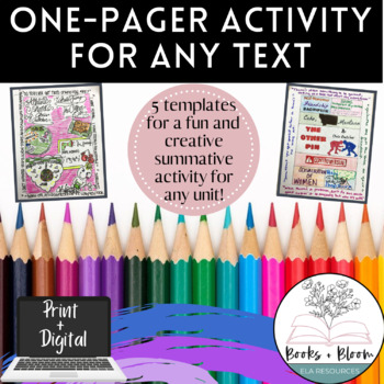Preview of Print and Digital Engaging One-Pager Activity for ANY Text: Distance Learning