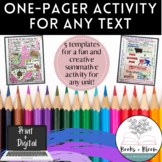 Print and Digital Engaging One-Pager Activity for ANY Text