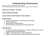 Engaging Perseverance Lesson Plan for Preschool-2nd Grade