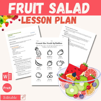 Preview of Engaging Phonics and Math Fun: Fruit Salad Lesson Plan for Preschool and K