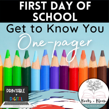 Preview of Engaging Print & Digital Back to School Get to Know You One-Pager Activity