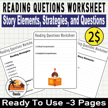Preview of Engaging Reading Comprehension Worksheet: Story Elements, Strategies, and ......