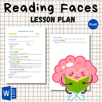 Preview of Engaging Reading Faces Lesson Plan for Preschool and Kindergarten.