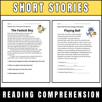 Preview of Engaging Short Stories with Comprehension Questions - Boost Reading Skills