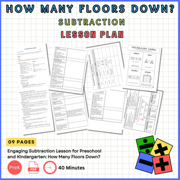 Preview of Fun Math Lesson Plan How Many Floors Down? PreK & K Subtraction Activities