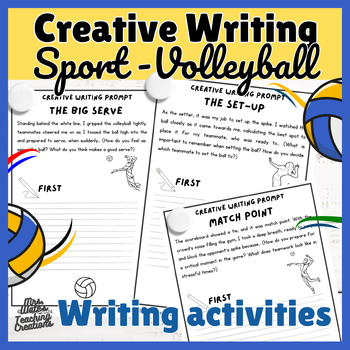 Preview of Engaging Volleyball Sports Creative Writing Prompts Worksheet Pack
