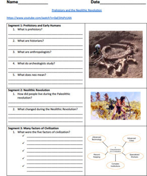 Neolithic Revolution Video Guided Worksheet: Answer sheet included