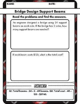 Preview of Engineering Design Math Word Problems Worksheets | Real-Life STEM & Applied Math