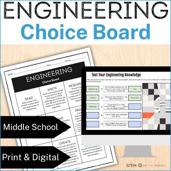 Preview of Engineering Design Process Choice Board Activities for Middle School STEM