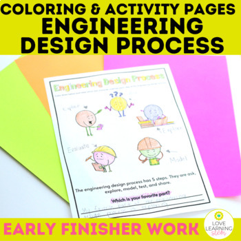 Preview of Engineering Design Process Coloring Pages and Review Worksheets