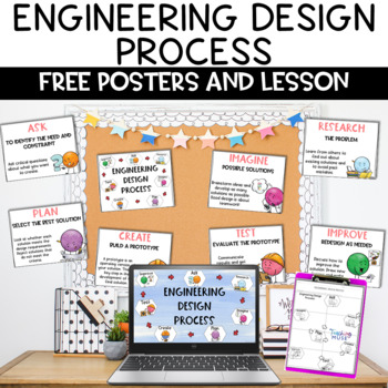 Preview of Engineering Design Process FREE Classroom Decor and Lesson