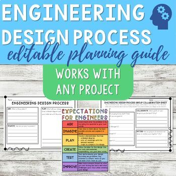 Preview of Engineering Design Process Planning Sheet and Rubric - Editable