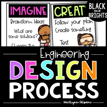 Preview of Engineering Design Process Posters Elementary - Black and Brights