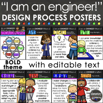 Preview of STEM Classroom Decor "I Am An Engineer" Posters - Bold