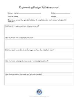 Preview of Engineering Design Process Student Self Reflection