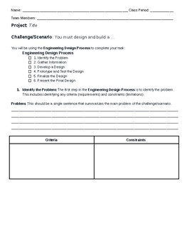 Preview of Engineering Design Process Template Packet
